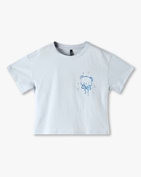 rio girls Girls Teddy Foil Print Cropped Regular Fit Round-Neck T-Shirt-picture-12