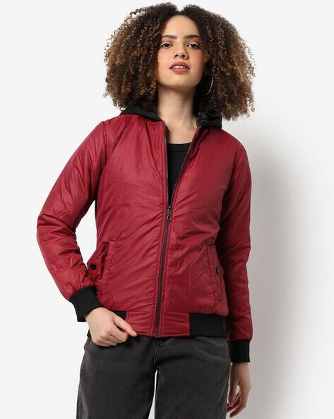 PINACOLADA Solid Full Sleeve Bomber Jacket with Zip Closure