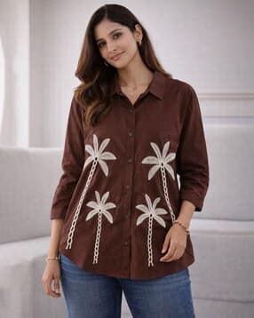 buda jeans co Women Embroidered Relaxed Fit Shirt-picture-30