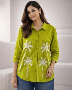 Women Embroidered Relaxed Fit Shirt-image-43