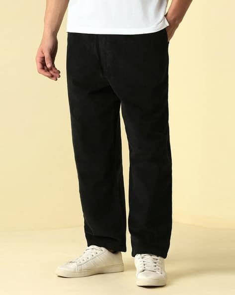ALLEN SOLLY Men Ribbed Pleated Straight Fit Trouser