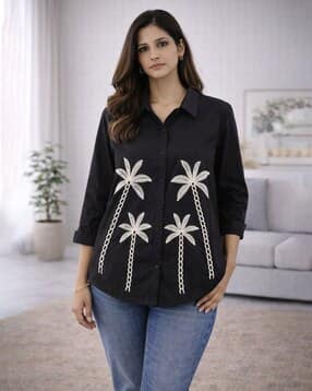 buda jeans co Women Embroidered Relaxed Fit Shirt-picture-35