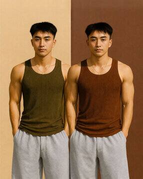 rockwell Men Pack of 2 Ribbed Vests-picture-27
