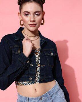 Women Denim Jacket with Flap Pockets-image-48