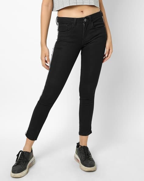 PINACOLADA Striped Ankle-Length Jeans