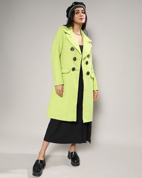 Buy MISS CHASE Long Trench Coat with Button Closure Online | Ajio.com