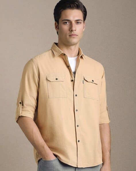 LOUIS PHILIPPE Men Slim Fit Shirt with Flap Pockets