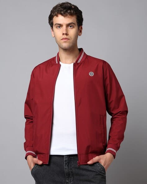 Men Slim Fit Zip-Front Jacket