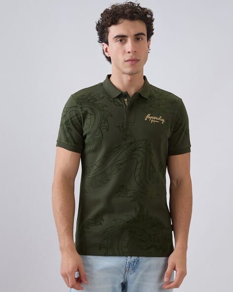 SUPERDRY All-Over Dragon Regular Fit Polo T-S...