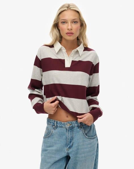ATH ESS Cropped Striped Rugby Regular Fit T-Shirt