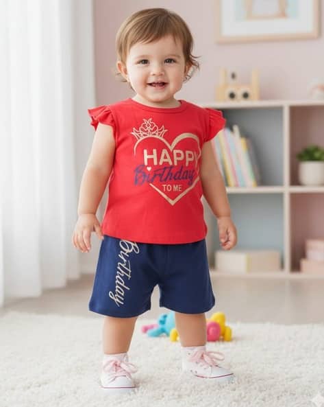 New Gen Girls Printed Shorts with Top Set