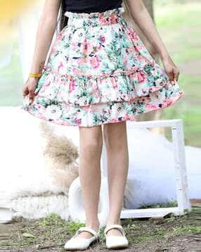 cutiekins Girls Floral Print Flared Skirt-picture-43