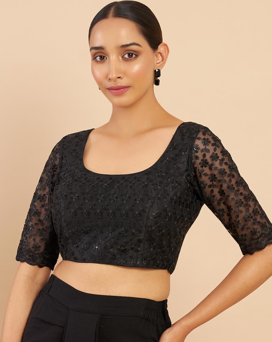 Buy SOCH Embroidered Square-Neck Blouse Online | Ajio.com