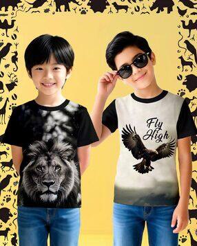 nusyl Pack of 2 Boys Graphic Print Regular Fit T-Shirts -picture-29