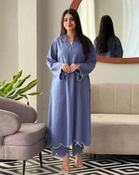 Women Embroidered Straight Kurta & Palazzos Set-image-37