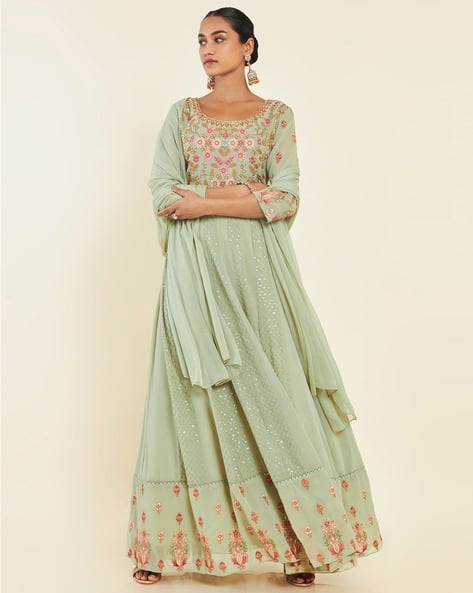 tarik ediz green dress Sap Green Cape Set – amitabhmalhotra main image 0