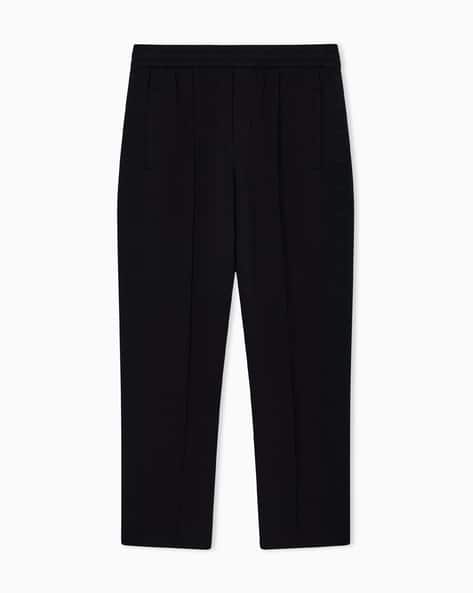 Buy EMPORIO ARMANI Cotton Jersey Relaxed Fit Trousers | Black