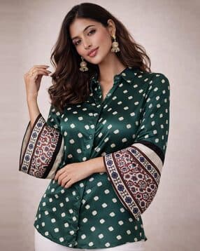 Printed Casual Shirt with Ethnic Geometric Motifs-image-20