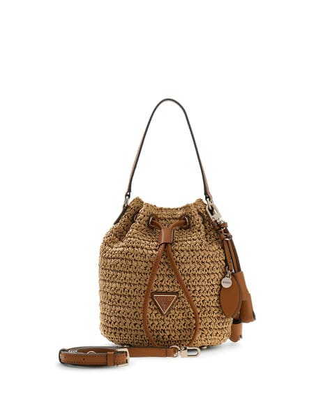 GUESS Women Ofelia Textured Top-Handle Paper Bucket Potli Bag