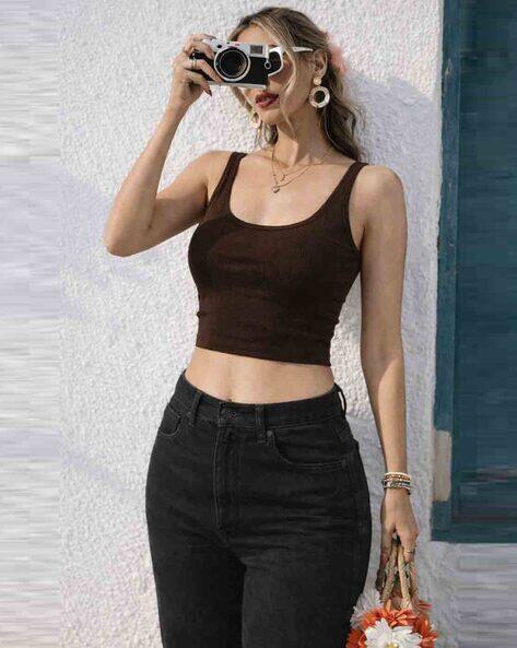 Glowberry Women Ribbed Sim Fit Round-Neck Top
