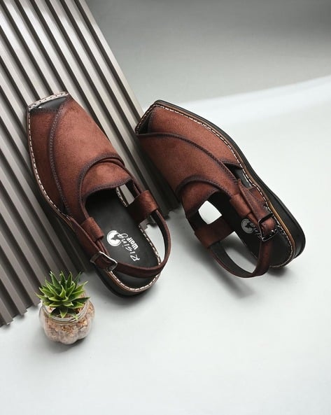 RISING WOLF Men Closed Toe Slip-On Sandals
