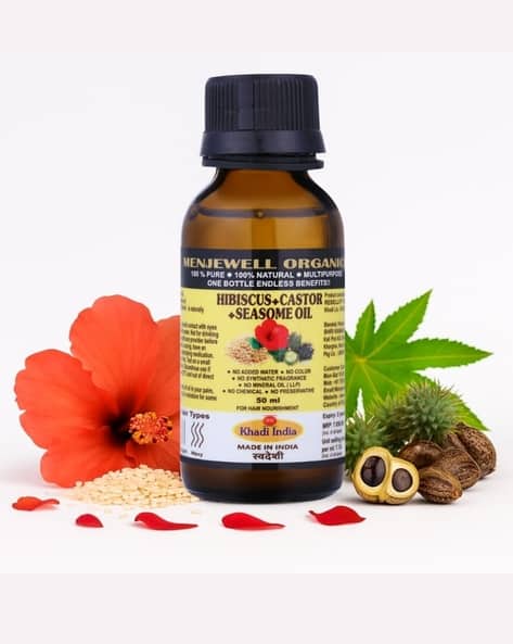 Menjewell Natural Hibicus Castor Sesame Hair Oil