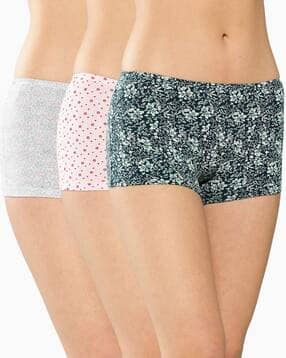 leading lady Pack of 3 Floral Print Boyshorts with Elasticated Waistband-picture-29