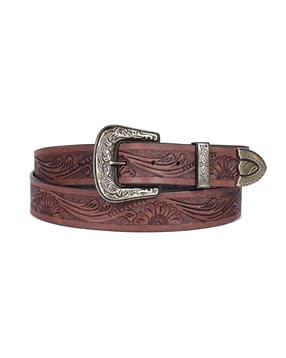 celtic Men Floral Embossed Genuine Leather Belt -picture-40
