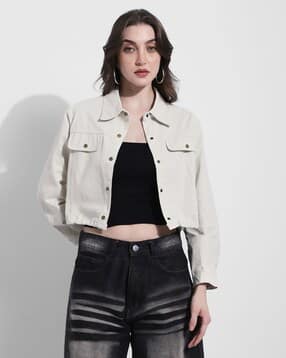 showoff Women Regular Fit Cropped Denim Jacket-picture-15