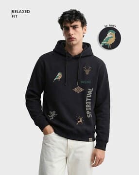 the indian garage co Men Embroidered Relaxed Fit Hooded Sweatshirt-picture-14
