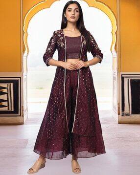 aurelia Women Embroidered Shrug & Top with Palazzos-picture-53