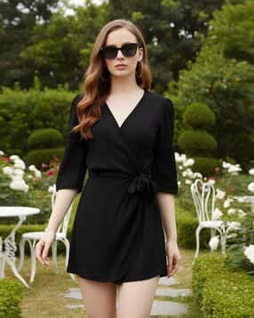 sera Women V-Neck Playsuit with Waist Tie-Up-picture-10