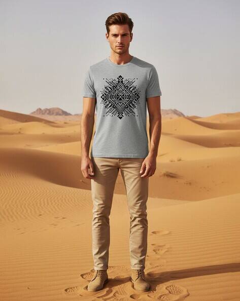 BON KOUTURE Men Graphic Print Regular Fit Crew-Neck T-Shirt