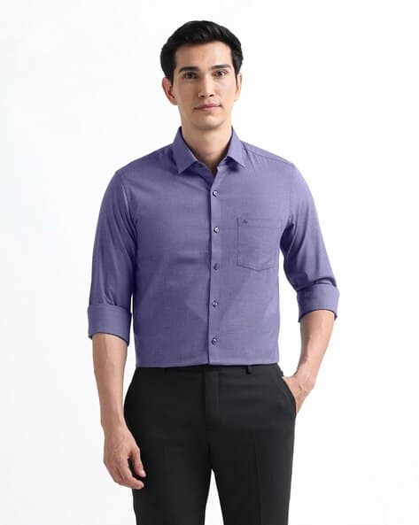 ARROW Men Patterned Slim Fit Cotton Shirt with Patch Pocket