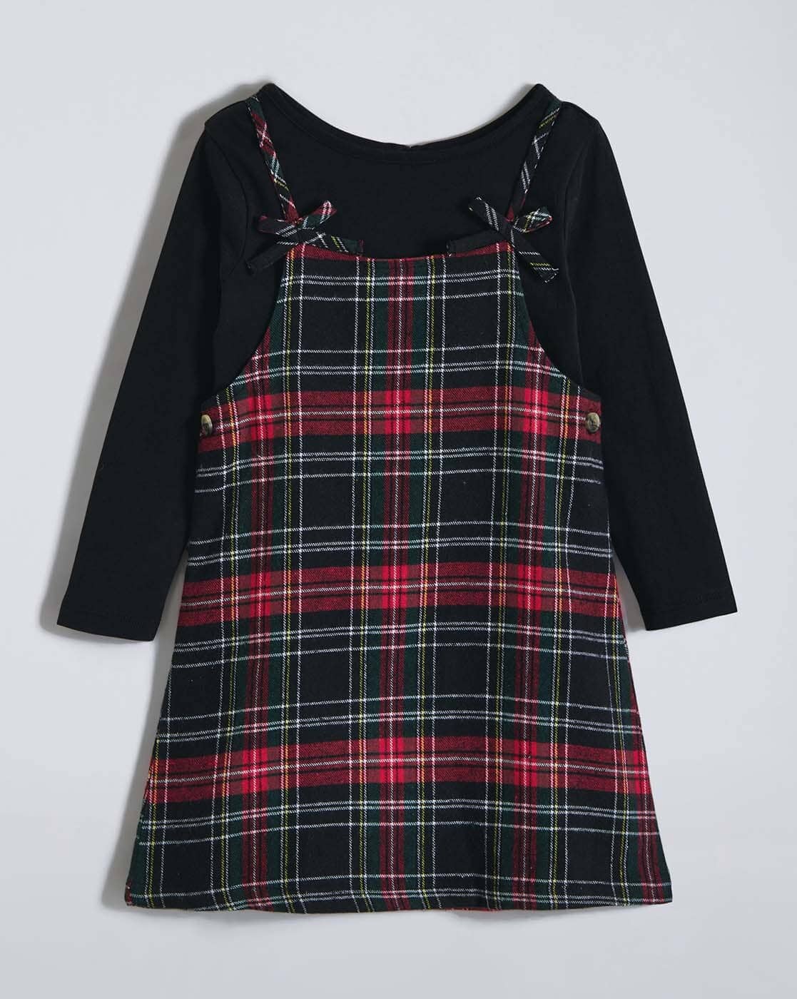 Girls Checked A-line Dress