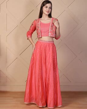 aurelia Women Embroidered Shrug with Lehenga & Choli-picture-49