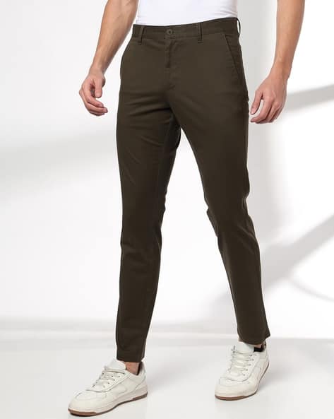 Men Slim Fit Flat-Front Chinos