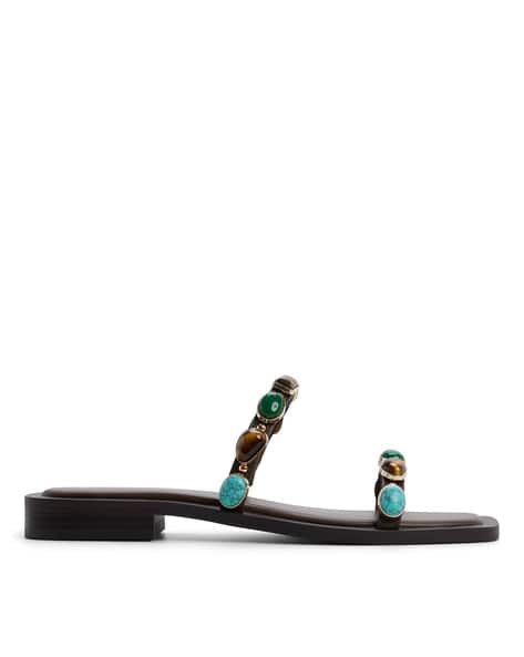 ALDO Women Embellished Open-Toe Slip-On Flat Sandals