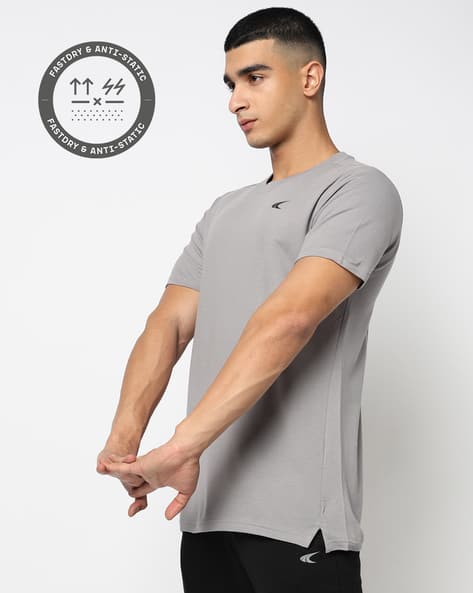PERFORMAX Men Structured Logo Print Regular Fit Crew-Neck T-Shirt