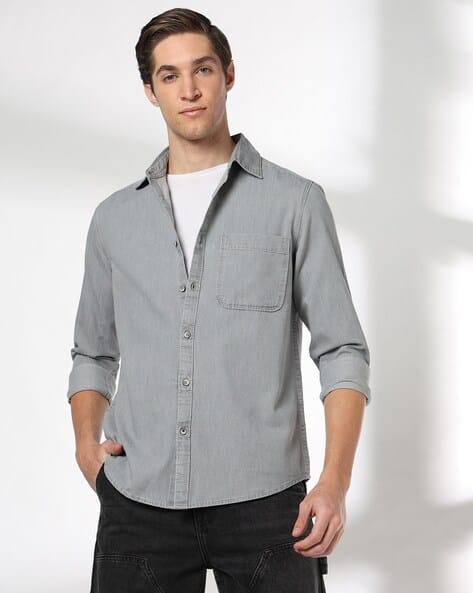 DNMX Men Washed Regular Fit Denim Shirt Offers & Cashback