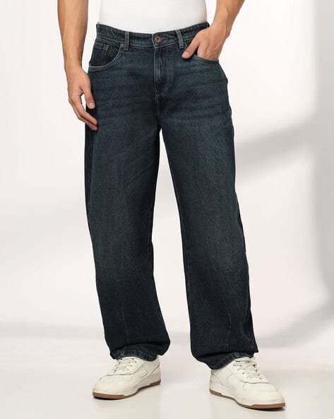 DNMX Men Lightly Washed Barrel Fit Jeans
