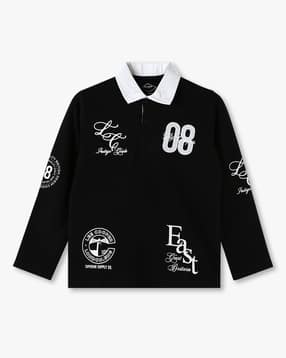 Boys Typographic Print Oversized Polo T-Shirt-image-48
