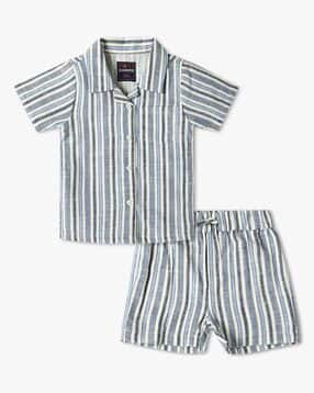 Boys Striped Regular Fit Shirt with Shorts-image-43