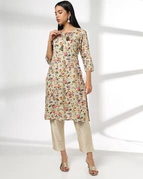 avaasa mix n' match Women Floral Print Straight Kurta-picture-11