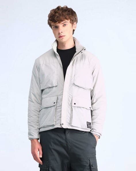 Men Relaxed Fit Solid Padded Jacket