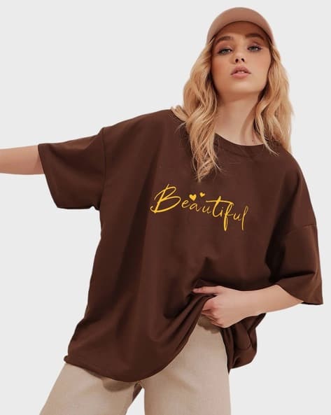 Buda Jeans Co Typographic Print Loose Fit Tops