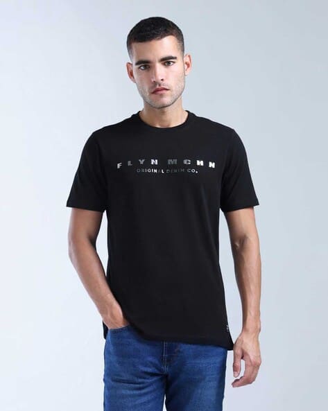 FLYING MACHINE Men Brand Printed Regular Fit T-Shirt