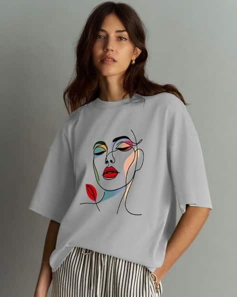 Buda Jeans Co Women Graphic Print Loose Fit Top