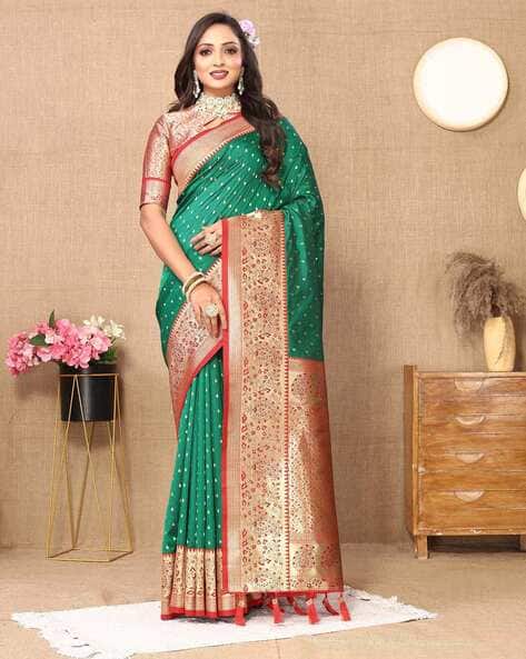 Nyrika Women Woven Banarasi Silk Saree with Tassels