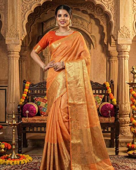 Nyrika Women Ethnic Motifs Zari Woven Banarasi Saree with Blouse Piece